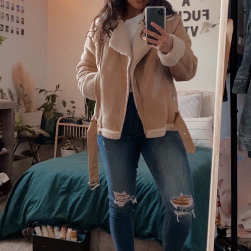 beige aviator jacket